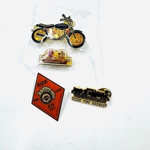Vintage Motorcycle and Railroad Pin Set